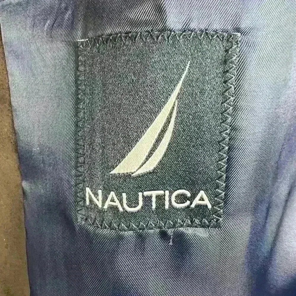 Nautica Mens Suit Jacket Blazer Brown Suede Like Polyester‎ Size 46 Regular